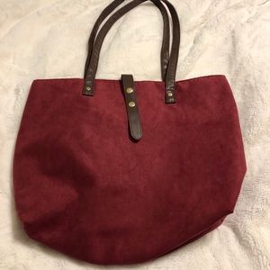 Cranberry suede over the shoulder bag